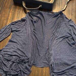 Women's Navy Blue Open Front Sweater